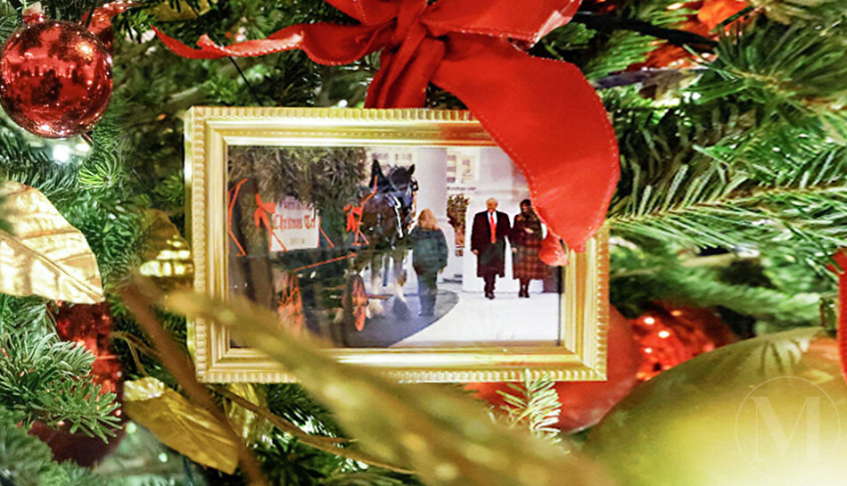 Дональд Трамп и Мелания Трамп &laquo;Рождественская открытка&raquo; на рождественской ёлке в Белом доме, 2021